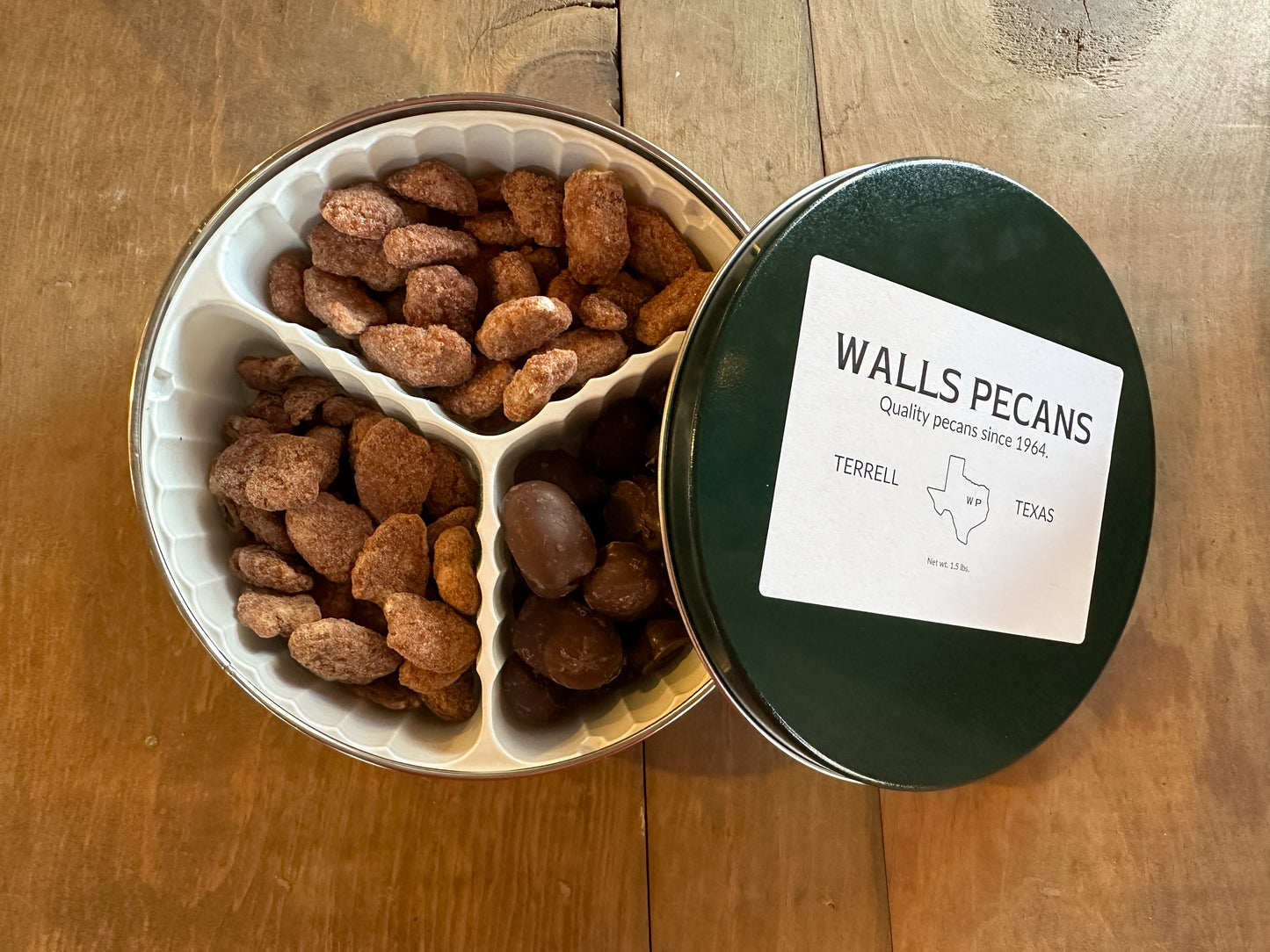 Pecan Gift Tin - Milk Chocolate, Cinnamon Sugar, Butter Toffee